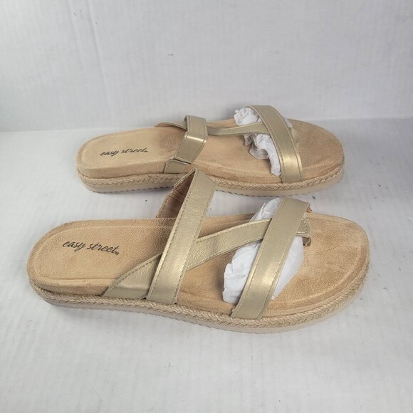 Easy Street Women Gold Song Slip-On Strappy Espadrille Sandals Size 6N - Picture 5 of 8